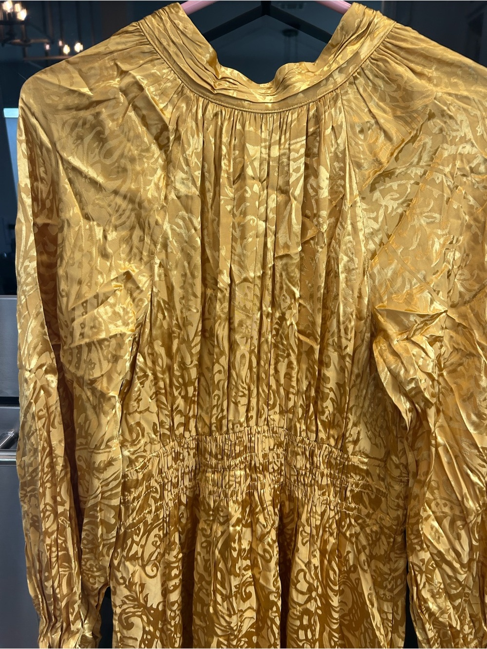 BNWT Anthropologie Gold Maxi Dress size M wedding formal cocktail - Picture 3 of 8